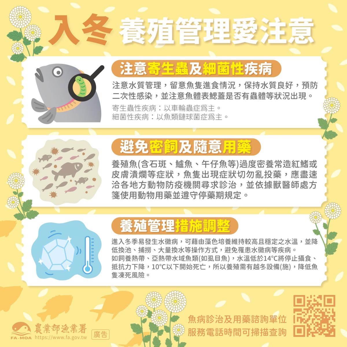 漁業署入冬養殖管理注意